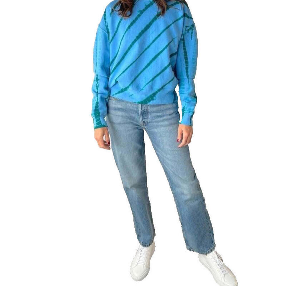 Proenza Schouler Womens Small Blue Green Tie Dye Sweatshirt Crew Neck 100%Cotton